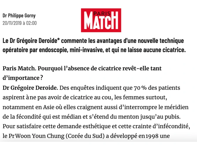article paris match dr deroide chirurgie thyroïdienne