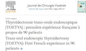 publication thyroidectomie trans orale sans cicatrice cervicale visible